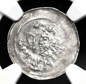 GERMANY, Strassburg. Anonymous Silver Denar 1050-1250, Bishop & Church, NGC MS61