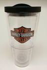 New ListingTervis Tumbler HARLEY DAVIDSON w/Lid SHIELD PATCH Clear Tall 24 oz Insulated Cup