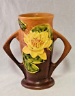 Vintage 1943 ROSEVILLE BROWN WATER LILY Flower Vase / 72-6