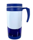 16 oz Blue & White Double Wall Tumbler Mug with a Handle + Gift Box Included