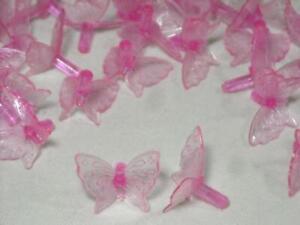 VINTAGE PINK PLASTIC BUTTERFLY REPLACEMENT BULBS FOR CERAMIC TREES / 50 PIECES