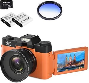 4K Digital Vlogging Camera for YouTube  AutoFocus HD 1080P 48MP Video Camera wit