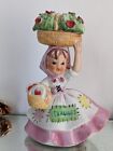 Vintage  February Girl of the Month Valentine's Day  Figurine Basket of Hearts