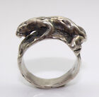 3D Panther Cougar Leopard Cat Sterling Silver Band Ring Size 7.5