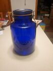 Vintage Cobalt Blue Aunt Mary’s Pure Foods 4 Quart Glass Cookie Jar