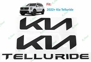 3PC Matte Black KN Front Rear Telluride Emblem Badge Fit 2022-2024 KIA Telluride (For: 2022 Kia)