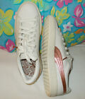 PUMA White Leather with Rose Gold Stripes Lace Up Sneakers Womens 8.5
