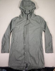 Rails Jacket Mens Large L Green Hooded Trench Coat Full Zip Snap Button Pockets