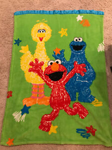 Sesame Street Baby Toddler Fleece Blanket Elmo Big Bird Cookie Monster