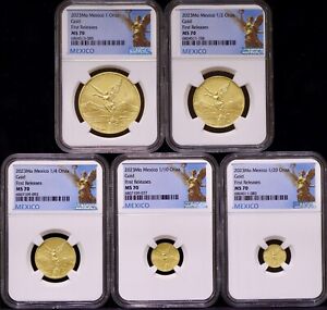 2023 Mexico Gold Libertad 5 Coin Set NGC MS70 First Releases - AGW 1.9 oz