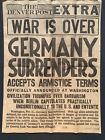 1918 WOW! DENVER POST -- WW1 OVER -- GERMANY SURRENDERS, COLORADO NEWSPAPER F9
