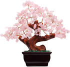 Feng Shui Money Tree Bonsai Style Decoration Wealth& Luck Natural Rose Pink Quar