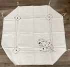 1920’s Embroidered Linen Card Table Cover Cloth Poker Bridge Games Club Heart