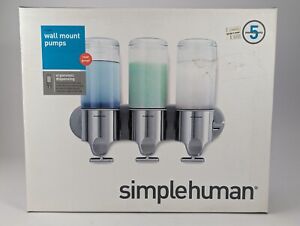 New ListingSimpleHuman Stainless Steel Triple Wall Mount Shower Pump Shampoo Soap Dispenser