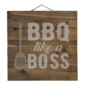 BBQ Like a Boss Barbecue - Decorative WOOD Wall Art