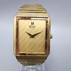 VTG Seiko Watch Men 26mm Gold Dial Gold Tone Rectangle 6530-5819 New Battery