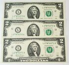 3 Two Dollar Bills Crisp Notes Uncirculated/Consecutive 2017A ** Lowest on Site!