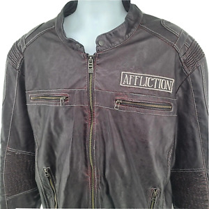 Affliction Black Premium Faux Leather Jacket Size 2XL Live Fast