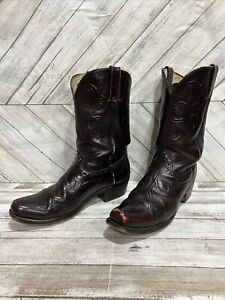 Durango Men's Cherry Red Tooled Leather Square Toe Western Cowboy Boots Sz 10.5D