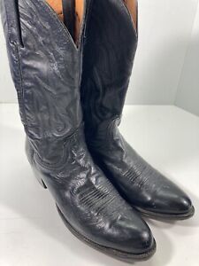 Lucchese Boots Men Size 12 D Black Leather Western Classic Style T3094R Vintage