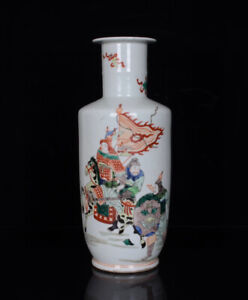 Chinese Multicolored Porcelain Handmade Exquisite Figure Vase 10422