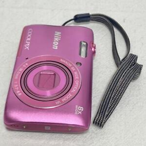 Nikon COOLPIX S3700 Digital Camera Pink 20MP 8x Wi-Fi Used Tested Japan