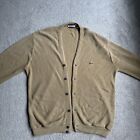 Vintage Izod Lacoste Mens XL Tan Brown Cardigan Long Sleeve Buttons Made In USA