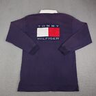 Vintage Tommy Hilfiger Shirt Mens XL Blue Rugby Long Sleeve Oversized Spell Out*