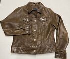 Vintage Gap Leather Jacket Womens Medium Brown Trucker Y2K Western Biker