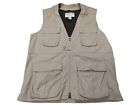 Orvis Fly Fishing Vest Mesh Lined Utility Multi Pockets Vented Khaki Men's Sz L