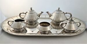 RARE Mus.Quality Reed Barton ART DECO Sterling Silver Tea Coffee Set 1928 142ozs