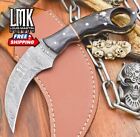 New ListingHand Crafted Karambit Knife Twist Damascus Ram's Horn Wooden Bolster Hiking