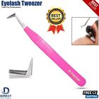 Eyelash Extension Tweezers L-Shape Sleek Long Tip for Classic Lashes Pink Color