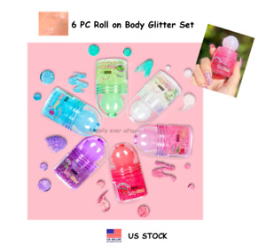 6 PC Beauty Treats Roll On Glitter Fruit Scented Body Glitter/ Body Shimmer Set