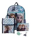 Disney Frozen 5 Piece Backpack Set w/ Lunch Bag,Supply Case,Pom Clip,Chain New