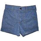 Vintage 60s/70s Blue High Waist Denim Hot Pants Shorts Size 28 Actual 26