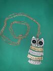 Gorgeous OWL Vintage 4 Inch Pendant Long Chain Necklace Bird Jewelry