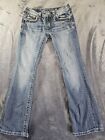 Miss Me Jeans Womens Size 28 Blue Denim Easy Boot Embellished Thick Stitch