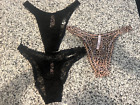 ✳️ (3) Victoria's Secret Lacy Brazilian Thong Underwear Panty Large Lot 2 NEW ✳️