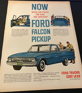 1961 Ford Falcon Ranchero Pickup Truck - Vintage Original Print Ad / Wall Art