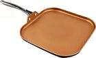 COOKSMARK 11-Inch Copper Griddle Pan for Stove Top -Nonstick Square Flat Pan