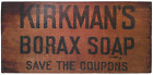 KIRKMAN'S EARLY 20TH C BLK INK STMPD WOOD BOX SOAP ADV SHIPPING CRATE SIDE PANEL