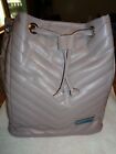 BELLA RUSSO QUILTED FAUX LEATHER LIGHT GRAY HANDBAG BACKPACK  ADJUSTABLE STRAPS
