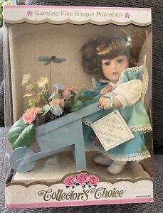 New ListingVintage Collector's Choice Hand Painted Fine Bisque Porcelain Doll & Flower Cart