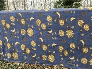 Vintage 90s Celestial Sun Moons Stars Tapestry Throw Sheet Tablecloth