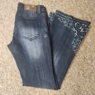Grace in LA Women's Denim Jeans Embroidered Distressed Bootcut Size 28 NWOTS