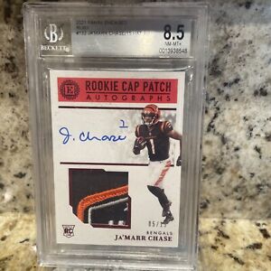 New Listing2021 Encased Ja'marr Chase Rookie Cap Patch Auto Ruby /15 RC BGS 8.5 Auto 10 🔥