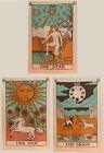 Tarot Flag Tapestry - The Sun, The Moon and The Star Boho Wall Hanging Pack of 3