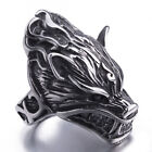 Men's Angry Werewolf Wolf Vampire Stainless Steel Ring Biker Jewelry Size 8-15