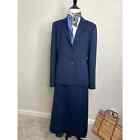 Harve Benard Blue Suit Blazer Skirt Set Sz 10